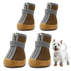 lot 12104 image: Dog Shoes for Small Dogs, Breathable Dog Boots Paw Protector for Hot Pavement Winter Snow, Dog Booties with Reflective Strips Rugged Anti-Slip Sole for Hardwood Floors Walking Army Green Size 3