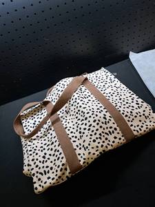 lot 12118 image: Animal Print Canvas Tote Bag with Brown Straps