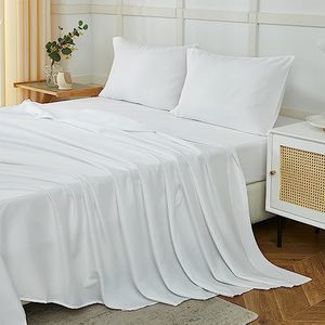 lot 12119 image: ILAVANDE White King Size Sheets Set 4 Piece,Super Soft Microfiber Bed Sheets King Set,Wrinkle Resistant,14 Deep Pockets Sheets for King Size Bed(King,White)