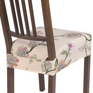 lot 12121 image: SearchI Stretch Dining Chair Seat Covers Set of 4, Soft Removable Washable Seat Covers for Dining Chairs, Dining Room Seat Cover Protector (Rear-Covered, Brown Flowers)