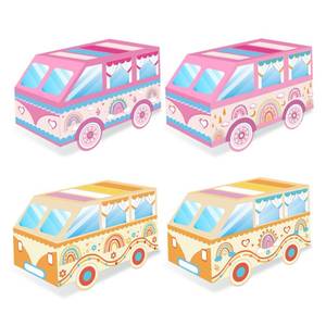 lot 12128 image: Qpout 12pcs Groovy Party Favor Boxes Hippie Bus Treat Goodie Candy Paper Boxes Boho Rainbow Party Supplies Two Groovy Birthday Party Decorations Boho Hippie Theme Bus Retro 60s Table Centerpieces