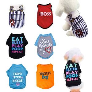 lot 12134 image: KATOLK 6 Pack Dog Clothes for Small Dogs Boy and Girl, Soft and Breathable Puppy Kitten Dog Shirts with Letters for Pet Dogs Cats, Summer Dog T-Shirts Apparel Sleeveless Vests for Chihuahua Yorkies