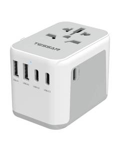 lot 12135 image: TESSAN Universal Travel Adapter, International Power Adapter 5.6A 3 USB C 2 USB A Ports, Travel Worldwide Plug Adaptor, Outlet Converter Wall Charger for Europe UK EU AUS (Type CGAI)