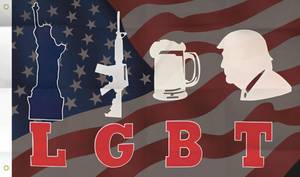 lot 12147 image: MAGJIUKE LGBT Flag Liberty Guns Beer Trump 2024 Flags 3x5 Ft,Polyester,Funny Trump Flag,Make America Great Again President Trump Flag