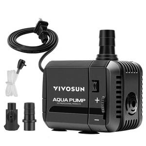 lot 12158 image: VIVOSUN 210GPH Submersible Pump(800LH, 8W), Ultra Quiet Water Pump with 3.3ft High Lift, Fountain Pump with 5ft Power Cord, 2 Nozzles for Fish Tank, Pond, Aquarium, Statuary, Hydroponics Black