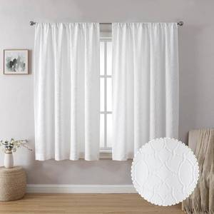 lot 12196 image: Simplebrand Grace White Curtains for Bedroom 63 Inch Length 2 Panels, Light Filtering 3D Embossed Textured Thick Fabric Curtains, Soft Touching Casual Rod Pocket Drapes Privacy Curtains, 38 x 63