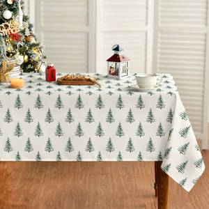 lot 12201 image: Horaldaily Christmas Tablecloth 60�120 Inch Rectangular, Trees Green Boho Washable Table Cover for Party Picnic Dinner Decor