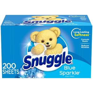 lot 12203 image: Snuggle Dryer Sheets, Long Lasting Fresh and Clean Scent, Laundry Fabric Softener, Control Static, Reduce Wrinkles, HE Safe, 200 Count