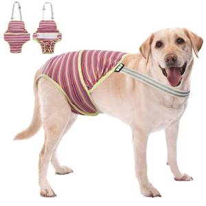 lot 12219 image: OUOBOB Dog Diapers Female, Washable Onesie Sanitary Pantie with Adjustable Suspender, Dog Period Panties Doggie Diapers, Pet Underwear Female Dog Diapers for Heat Dog Jumpsuit for Large Dogs