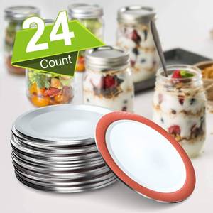 lot 12222 image: Mason Jar Lids Regular Mouth Canning Lid for Ball, Kerr Jars - 24-Count Split-Type with Leak proof & Airtight Seal Features, Metal - Food Grade Material, Silver70 MM