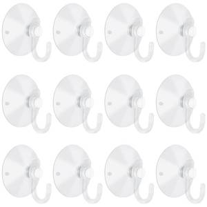 lot 12223 image: LuluEasy 12 Pieces Large Suction Cups with Hooks 2 inch Clear Plastic Sucker Hooks for Glass Window Wall Festivals Parties Theme Carnival Decoration Door Bathroom Kitchen