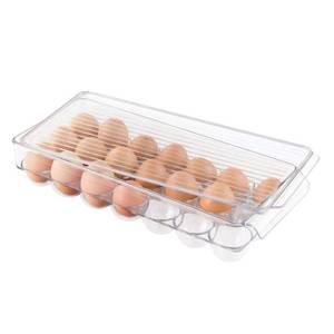 lot 12240 image: iDesign Plastic Egg Holder Fridge Organizer with Front Handle �� 14.57 x 6.25 x 3, Clear