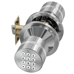 lot 12245 image: Signstek Keyless Entry Door Lock,Door Knob with Keypad��Smart Code Door Lock,Mute Mode,Passage Function, Easy to Install,Satin Nickel