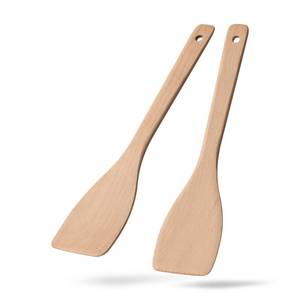 lot 12252 image: Hefild 2PCS Wooden Spatulas for Cooking, 13inch Uncoated Beech Wood Turners for Frying, Non-Scratch Wood Flat Spurtle for Pan & Wok, Wooden Cooking Utensils for Non Stick Cookware, Long Handle Scraper