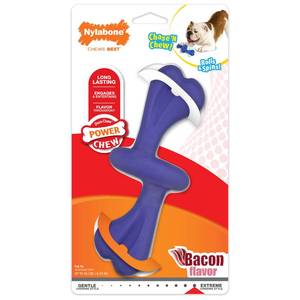 lot 12257 image: Nylabone Engaging Power Chase N Chew Toy for Dogs, Rolling & Spinning Interactive Dog Toys for Aggressive Chewers, Purple, Bacon Flavor, Large - Up to 50 lbs, 1 Count