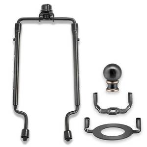 lot 12261 image: 7 8 9 10 inch Lamp Shade Harp Holder,Adjustable Lamp Harp Kit,Fit Both Standard Lamp Rod and E26 Light Base UNO Fitter Adapter,with 2 Shade Attaching Finial Top (Black Color - 1 Set)