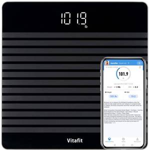 lot 12268 image: Vitafit Anti-Slip Smart Digital Bathroom Scale for Body Weight, FSA HSA Store Eligible, High Accuracy Assured by Weighing Professional Since 2001, BMI with App,Black