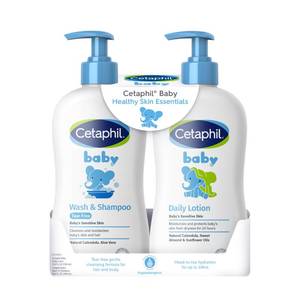 lot 12281 image: Cetaphil Baby Wash & Shampoo Plus Body Lotion, Healthy Skin Essentials, Head to Toe Hydration for up to 24 Hours, for Delicate, Sensitive Skin, 2-Pack,White