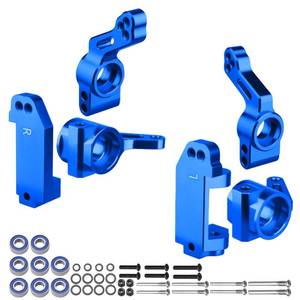 lot 12288 image: CrazyHobby Aluminum Front Steering Blocks & Caster Blocks and Rear Stub Axle Carriers Upgrade Kit for 110 Traxxas Slash 2WD Stampede Rustler VXL, Replacement of 3632 3736 3752 (Blue)