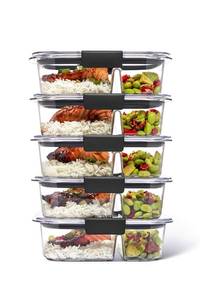 lot 3898 image: Rubbermaid� Brilliance�� Meal Prep Containers, 2-Compartment Food Storage Containers, 2.85 Cup, 5-Pack