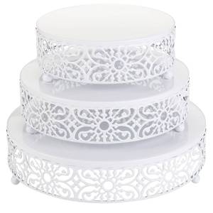 lot 3899 image: Hedume 3-Piece Cake Stand Set, Round Metal Cake Stands, Dessert Cupcake Stands, Cupcake Pastry Candy Plate for Wedding, Event, Birthday Party