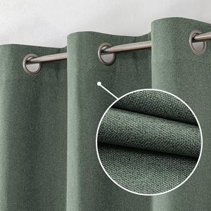 lot 3901 image: OVZME Olive Green Blackout Curtains 84 inch Length 2 Panels Set, 100% Room Darkening Blackout Drapes with Grommet, Faux Linen Textured Thermal Curtains for Bedroom Living Room, Each 40Wx84L