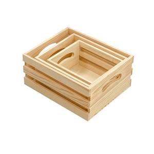 lot 3906 image: Set of 3 Wooden Pallet Crates Nesting Unfinished Wood Trays Storage for DIY Crafts (Large Size 9.4 x 7.8 x 4.3 in)