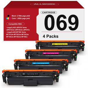 lot 3915 image: 069 Toner Cartridge 4 Pack (with Chip) Compatible Replacement for Canon 069 069 H Works for Canon Color ImageCLASS MF753Cdw MF751Cdw LBP674Cdw LBP674C MF750C Series Printer - Retail $115.99