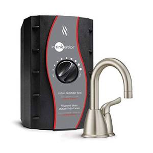 lot 3916 image: InSinkErator H-HOT150SN-SS Instant Hot Water Dispenser System with Stainless Steel Tank, Satin Nickel - Retail $244.63