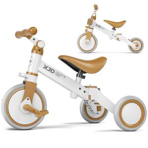 lot 3918 image: ����XJD 5 in 1 Toddler Bike, Tricycle for Toddlers 1-3 with Adjustable Seat Height, Removable Pedals, Ideal Balance Bike Birthday Gifts and Toys for Boys and Girls (White Brown)