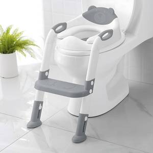 lot 3921 image: Potty Training Seat with Step Stool Ladder, SKYROKU Potty Training Toilet for Kids Boys Girls Toddlers - Comfortable Safe Potty Seat with Anti-Slip Pads Ladder Grey