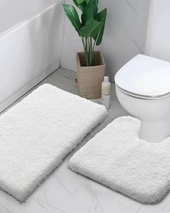 lot 3929 image: Disolla White Bathroom Rug Set 2 Piece Fluffy Non Slip Bath Mat Set Washable Plush Luxury Toilet Rug and Bath Rug Set for Bathroom Floor, 22x24  24x36 inches