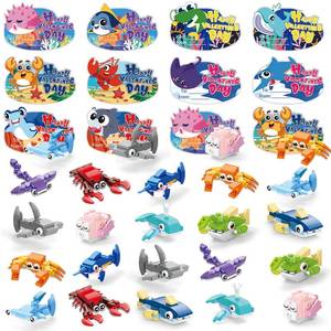 lot 4005 image: DIYDEC 30pcs Valentines Building Blocks, Valentines Day Gifts Toys for Kids Marine Animals Building Toys with Cards for Boy Girl Classroom School Gifts Exchange Prizes Valentine Party Favors