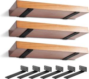 lot 4013 image: MIUGO 6 Pack Heavy Duty Shelf Brackets 8 inch, Floating Shelf Brackets(15��-Thick), L-Shaped Wall Shelf Brackets Hidden & Decorative Shelf Bracket Black