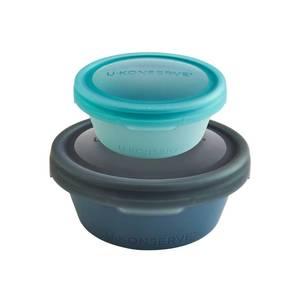 lot 4023 image: U Konserve Platinum Silicone Nested Duo Food Storage Bento Box Dual Seal Container �� Two Pack - Leak Proof, Shatter Proof, Dishwasher Safe, Plastic Free �� 8oz & 20oz (Night Sea)