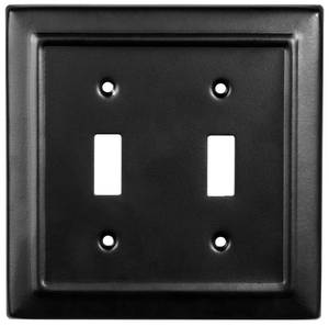 lot 4030 image: Monarch Abode 19152 Double Switch Architectural Toggle Aluminum Decorative Wall Plate Switch Plate Outlet Cover, 2-Gang, Matte Black