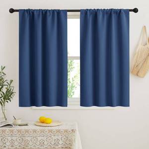lot 4033 image: RYB HOME 45 inch Length Curtains for Kitchen, Room Darkening Narrow Window Drapes Thermal Insulated Privacy Covers for Basement RV Camper, W 34 x L 45 inch, Set of 2, Navy Blue