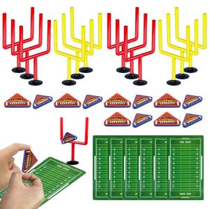 lot 4063 image: 30 PCS Colors Mini Flick Football Games Mini Table Top Sports Games with Foam Footballs Goal Post and Cards Finger Toys Office Indoor Football Sports Party Favors Office Desk Toys Red Yellow