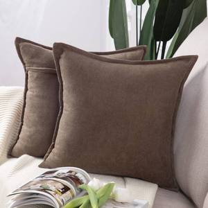 lot 4064 image: MADIZZ Set of 2 Short Chenille Throw Pillow Covers 22x22 Inch Coffee Soft Decorative Cushion Cover for Sofa Bedroom Pillow Shell