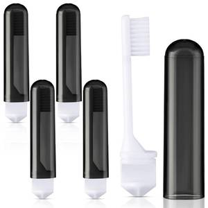 lot 4419 image: Patelai 4 Pieces Travel Toothbrush Set, Soft Bristle Mini Foldable Tooth Brush with Case, Individually Wrapped Small Portable Travel Size Toiletries Stuff for Camping (Black)