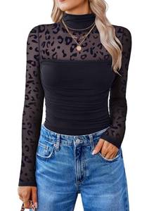 lot 4436 image: Avidlove Women Long Sleeve Bodysuit Turtle Neck Shapewear Body Suits Mesh Going Out Tops New Years Eve Outfits