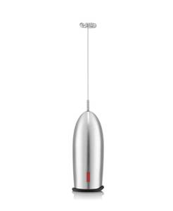 lot 4438 image: Bodum Schiuma Battery Operated Milk Frother for Coffee, Lattes, Hot Chocolate, Mocha, Cappuccino, Polished Stainless Steel