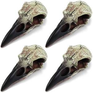 lot 4440 image: Geetery Halloween Raven Skull Figurine Scavenger Gothic Crow Hanging Wall Sculpture Resin Raven Skull Statue for Home Faux Bird Bone Jewelry Necklace Decor(2.36 Inch,4 Pcs)