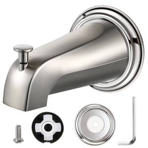 lot 4461 image: Dreyoo Tub Spout Kit Compatible with American Standard 8888026.002, Slip On Diverter Tub Spout Replacement with Metal Cover Ring and Foam Gasket, Fits 12 Copper Water Tube (Brushed Nickel)