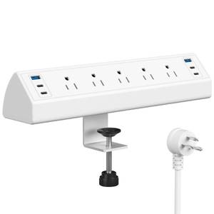 lot 4471 image: Desk Clamp Power Strip USB C,40W Total Fast Charging Station,4 PD 20W USB C Ports,Nightstand Edge Mount Power Strip with 6 USB Ports 5 AC Outlets Surge Protector,6ft Cord,Fit 1.96 Tabletop Edge