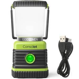 lot 4476 image: LED Camping Lantern Rechargeable, Consciot Camping Lights, 1000LM, 4 Light Modes, 4400mAh Power Bank, IPX4 Waterproof Tent Lights, Dimmable Flashlight for Emergency, Power Outages, USB Cable Included