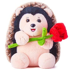 lot 4477 image: IKASA Hedgehog Stuffed Animal Plush Toy with Flower for Valentine Day,Cute 8��Small Soft Toys,Valentine��s Gifts for Girlfriend Boyfriend Her