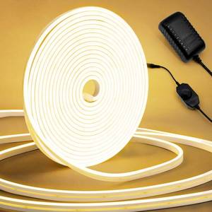 lot 5619 image: LED Neon Rope Lights, 32.8Ft Warm White Dimmable Led Strip Lights, DIY Flexible Silicone Waterproof Neon Strip Lights for Bedroom, Living Room, Kitchen, Indoor, Outdoor (Power Adapter Included)