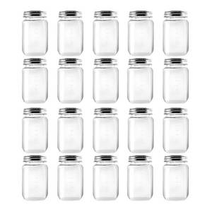 lot 5628 image: novelinks 16 Ounce Clear Plastic Jars Containers With Screw On Lids - Refillable Round Empty Plastic Slime Storage Containers for Kitchen & Household Storage - BPA Free (20 Pack)