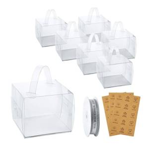 lot 5630 image: BURLIHOME 25Pcs Clear Cake Box,5x5x4Inch Bakery Boxes with Handle,Party Favor Boxes Ideal for Pie Cookie Candy, Pastry Boxes for Birthday Wedding